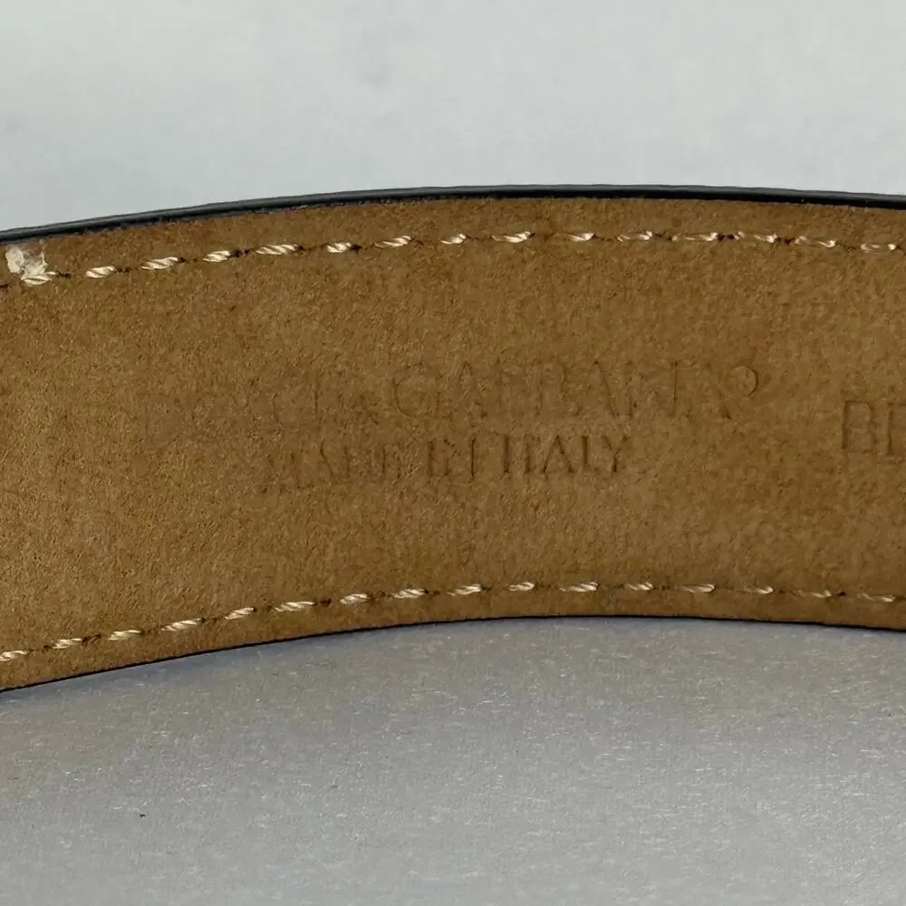 Dolce Gabbana Reversible Leather DG Logo Belt Black Tan Gold Buckle 30 Inch